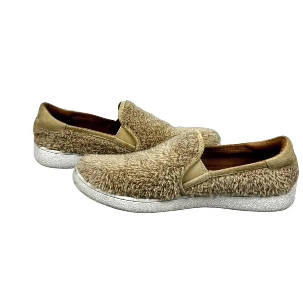 UGG Womens 8 Ricci Beige Suede Leather Faux Fur Slip On Casual Sneakers